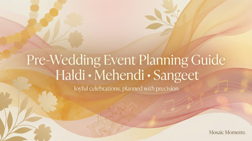 Plan Haldi, Mehendi & Sangeet effortlessly with this complete pre-wedding event planning guide. Create seamless, joyful celebrations with expert planning.