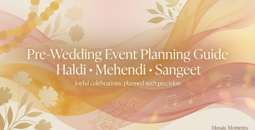 Plan Haldi, Mehendi & Sangeet effortlessly with this complete pre-wedding event planning guide. Create seamless, joyful celebrations with expert planning.